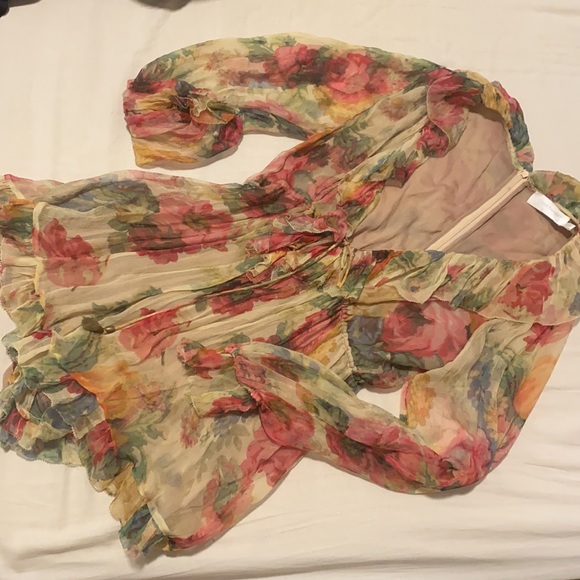 Zimmerman Melody Floral-print Ruffle Silk Playsuit - Picture 5 of 8